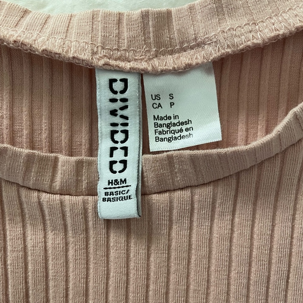 H&M Fitted Dress Light Pink/Nude Ribbed Short Bodycon - Small - Picture 5 of 5